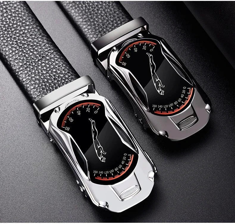 Belts for 3.5cm Width Sports Car Brand Fashion Automatic Buckle Black Genuine Leather Men's Jeans High Quality Waist Male Strap - Overture Gifts