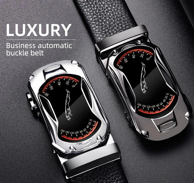 Belts for 3.5cm Width Sports Car Brand Fashion Automatic Buckle Black Genuine Leather Men's Jeans High Quality Waist Male Strap - Overture Gifts
