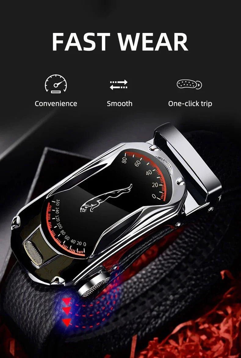 Belts for 3.5cm Width Sports Car Brand Fashion Automatic Buckle Black Genuine Leather Men's Jeans High Quality Waist Male Strap - Overture Gifts