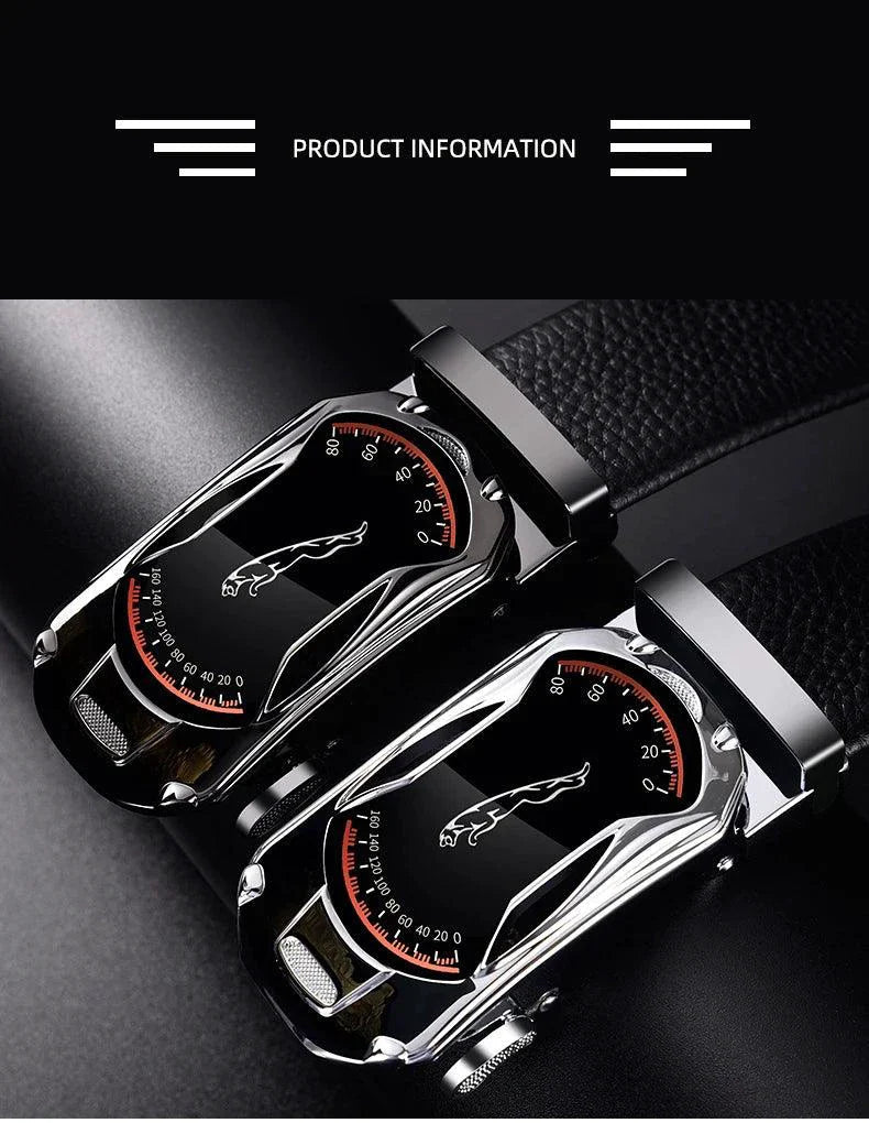 Belts for 3.5cm Width Sports Car Brand Fashion Automatic Buckle Black Genuine Leather Men's Jeans High Quality Waist Male Strap - Overture Gifts