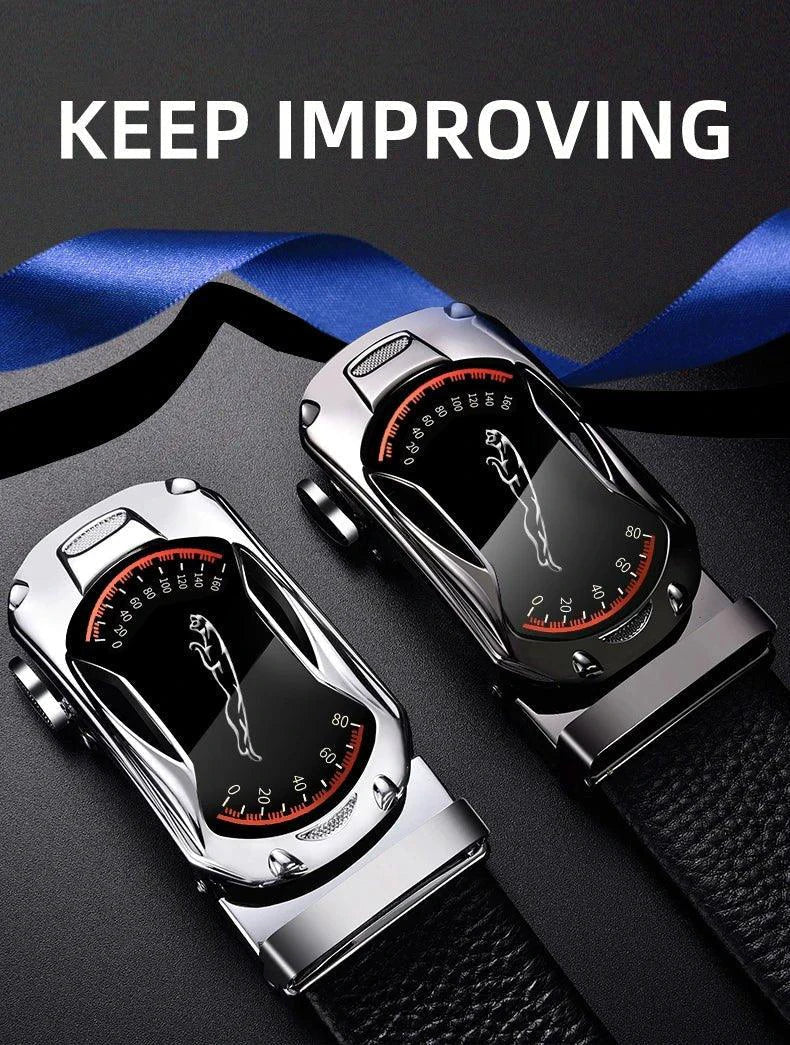 Belts for 3.5cm Width Sports Car Brand Fashion Automatic Buckle Black Genuine Leather Men's Jeans High Quality Waist Male Strap - Overture Gifts