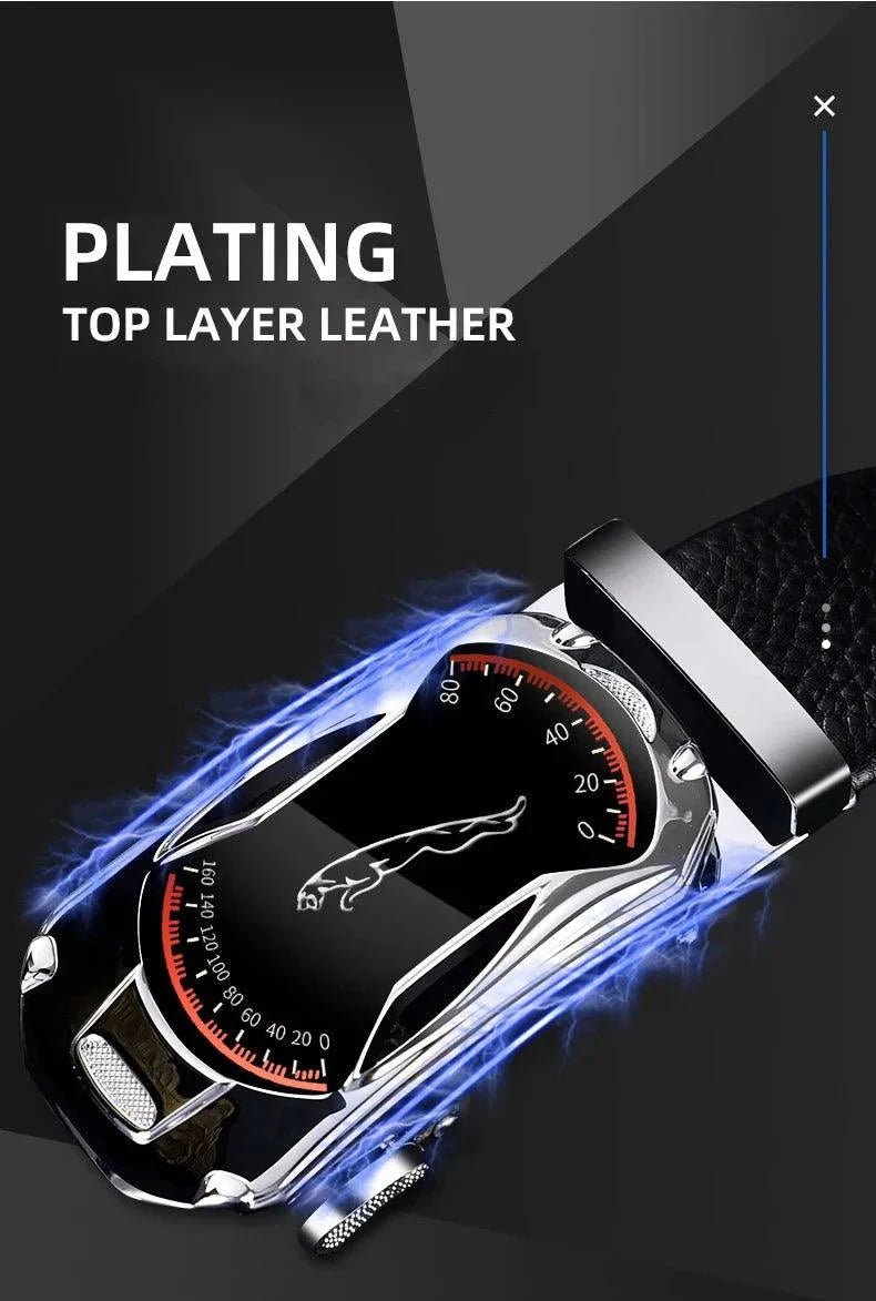 Belts for 3.5cm Width Sports Car Brand Fashion Automatic Buckle Black Genuine Leather Men's Jeans High Quality Waist Male Strap - Overture Gifts