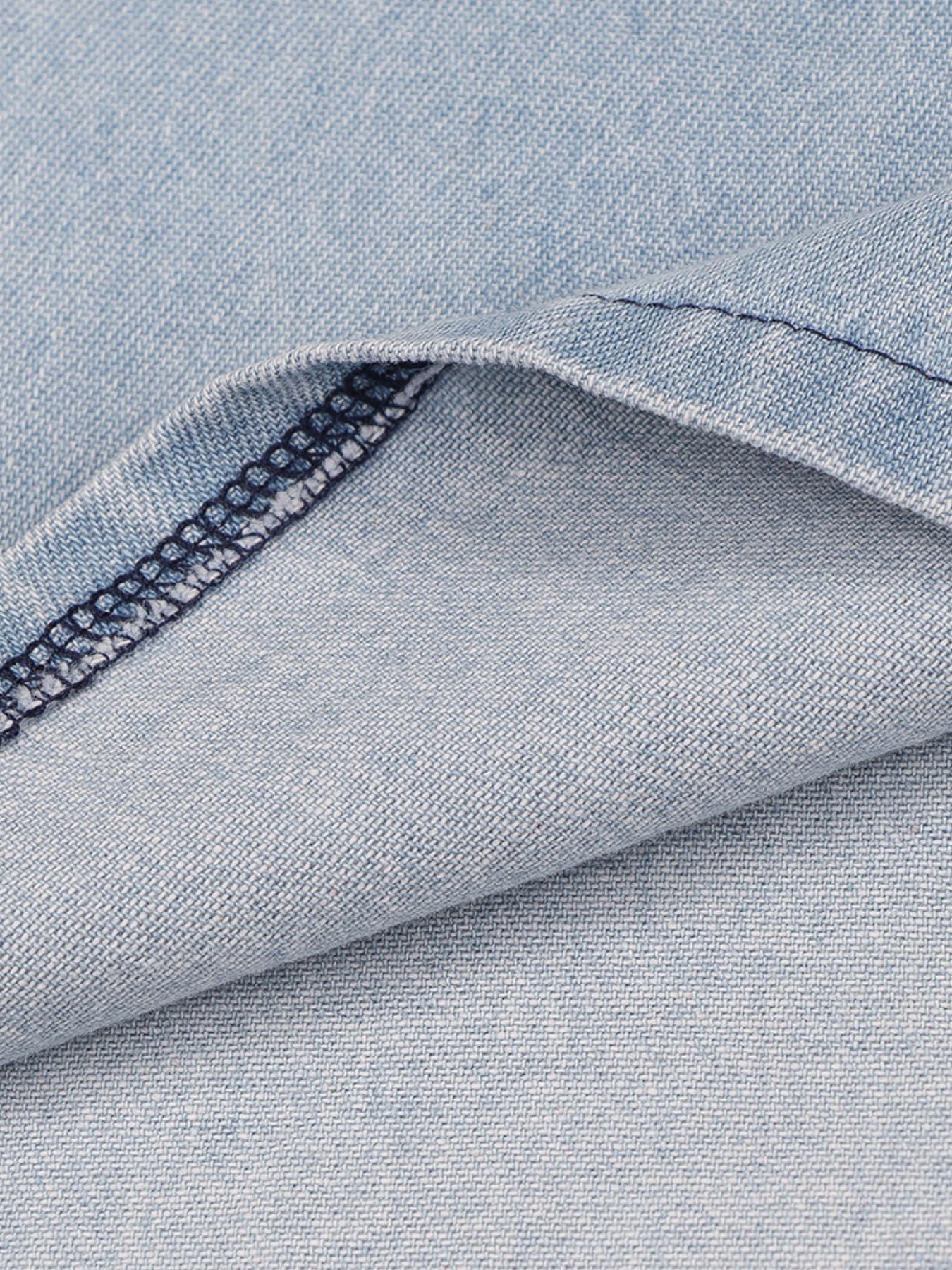 Zip Front Short Sleeve Denim Dress
