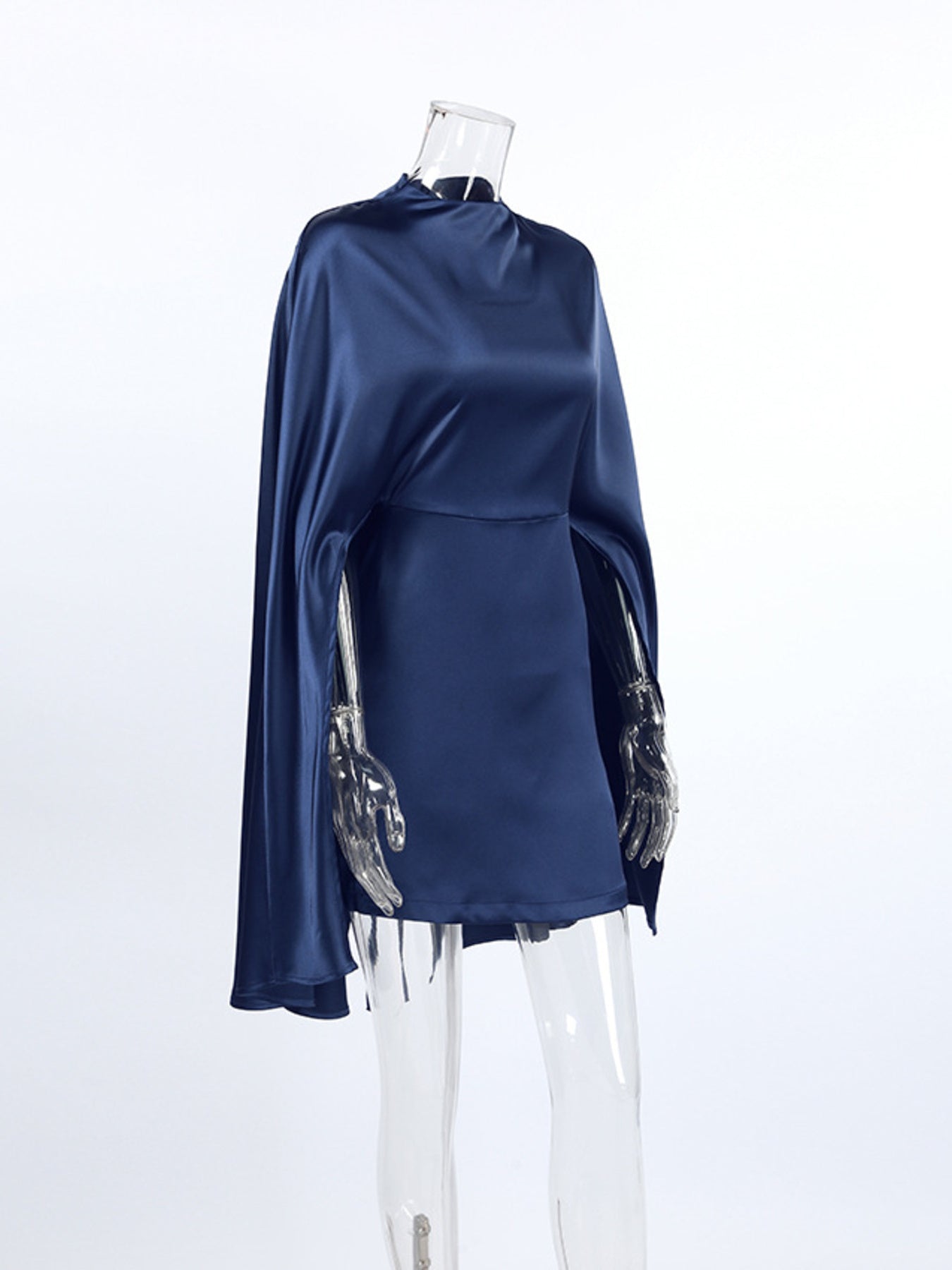Mock Neck Cape Sleeve Mini Dress