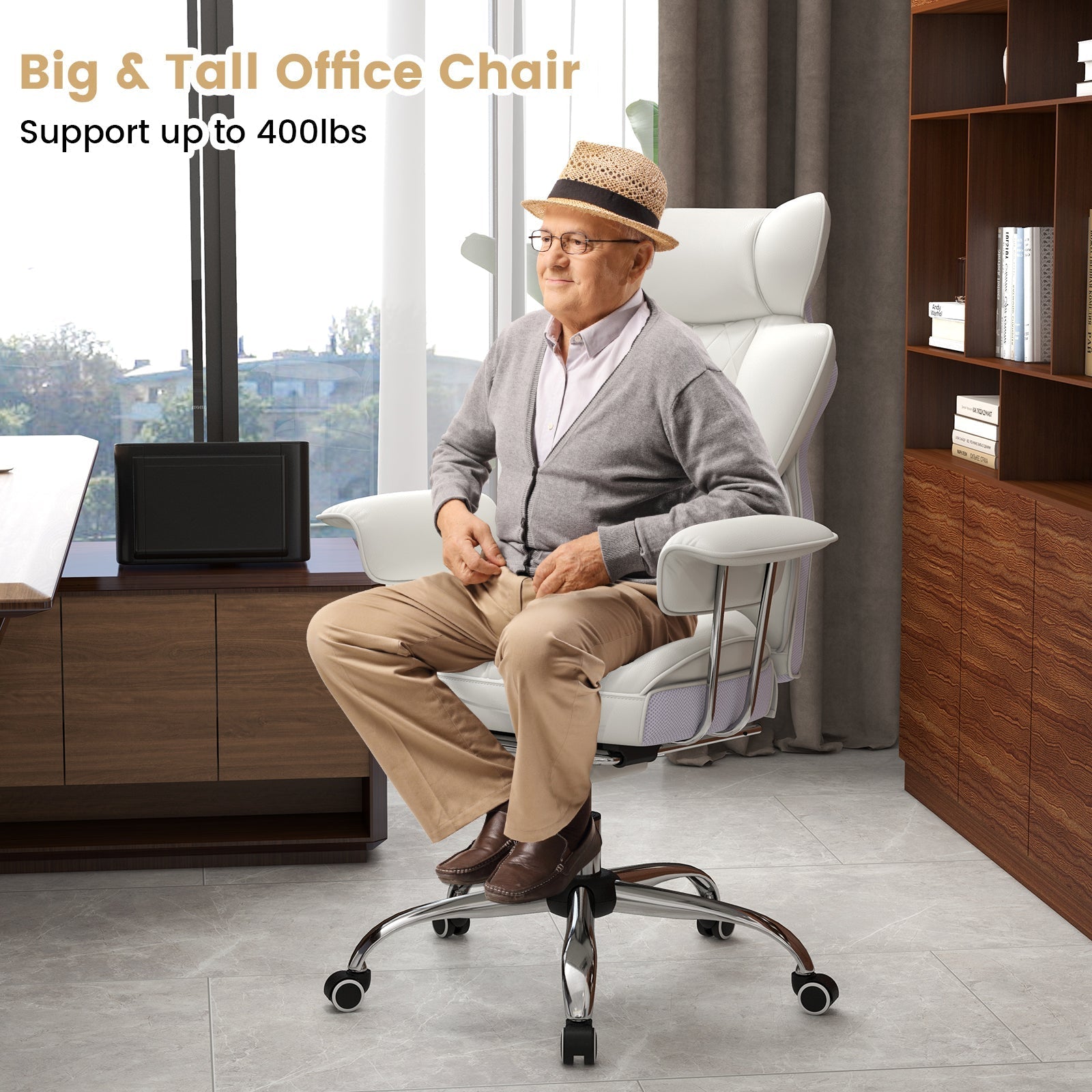 Big and Tall Executive Office Desk Chair with Footrest - Overture Gifts