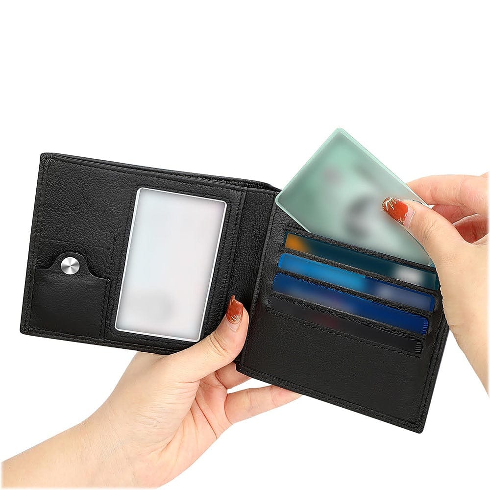 Black Genuine Leather Wallet Case - Apple AirTag - Overture Gifts
