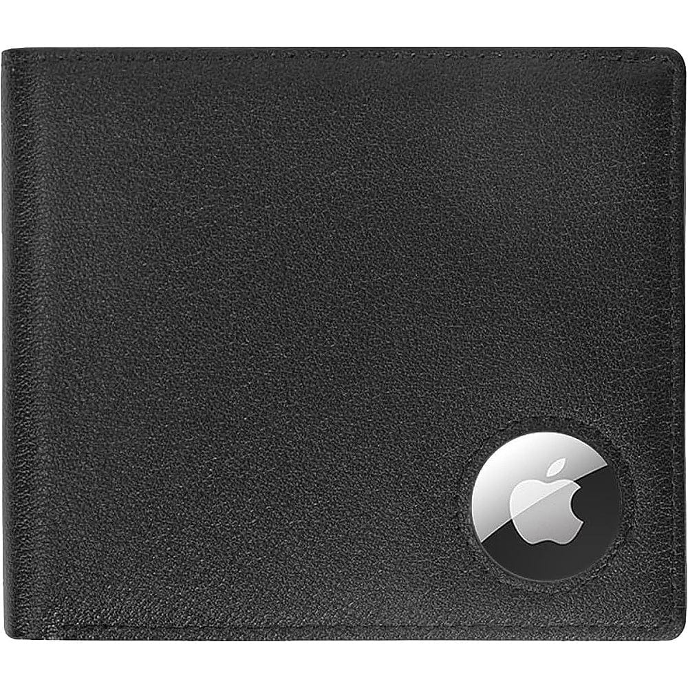 Black Genuine Leather Wallet Case - Apple AirTag - Overture Gifts