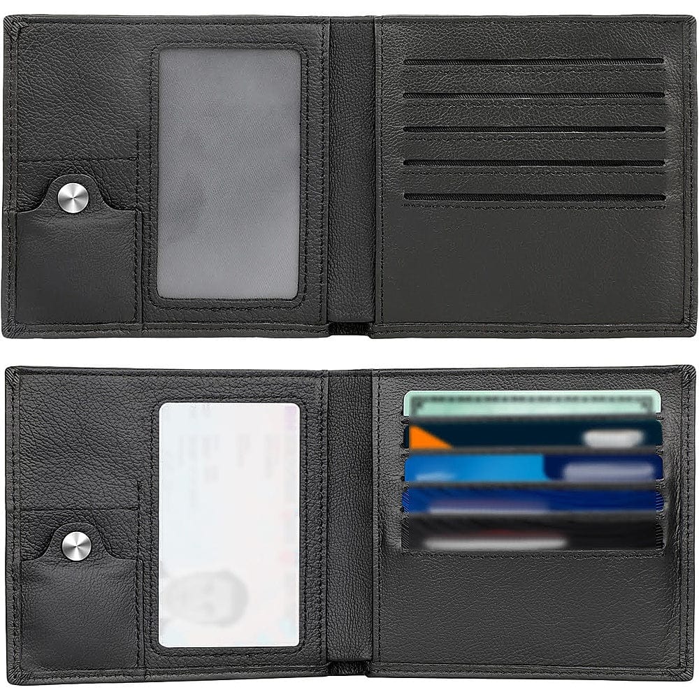 Black Genuine Leather Wallet Case - Apple AirTag - Overture Gifts