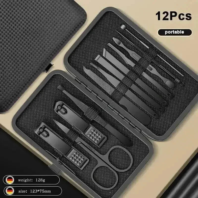 Black Manicure Nail Clipper Set Case - Overture Gifts