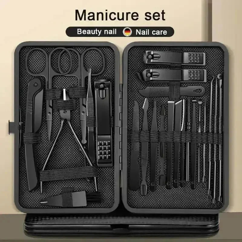 Black Manicure Nail Clipper Set Case - Overture Gifts