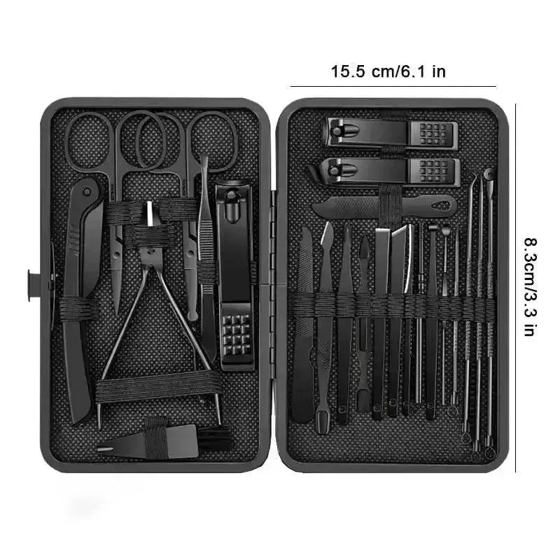 Black Manicure Nail Clipper Set Case - Overture Gifts