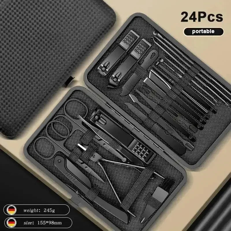 Black Manicure Nail Clipper Set Case - Overture Gifts
