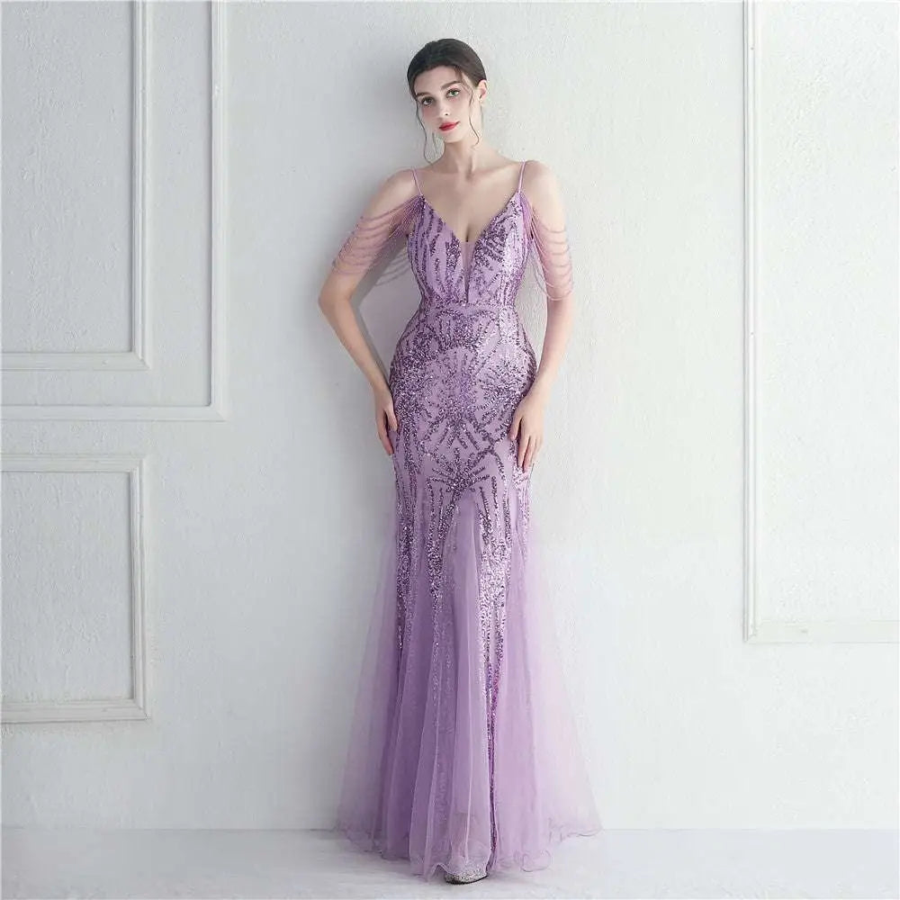 Black Mesh Beaded Bridal Wedding Dinner Gown