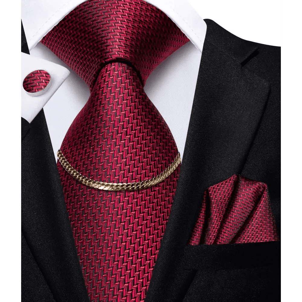 Black Silk Necktie Set Timeless Pocket Square Cufflinks - Overture Gifts