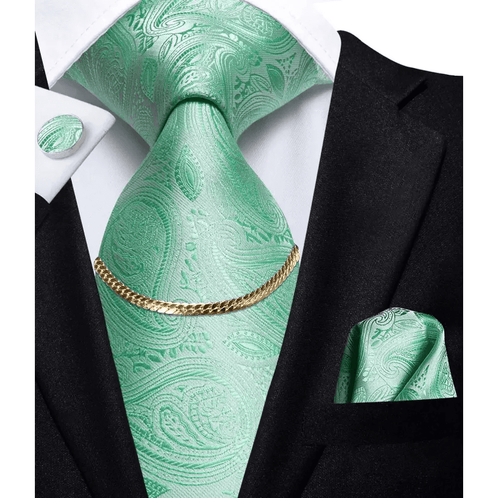Black Silk Necktie Set Timeless Pocket Square Cufflinks - Overture Gifts
