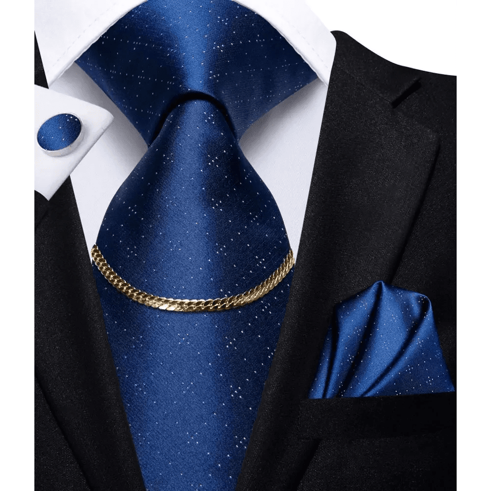 Black Silk Necktie Set Timeless Pocket Square Cufflinks - Overture Gifts