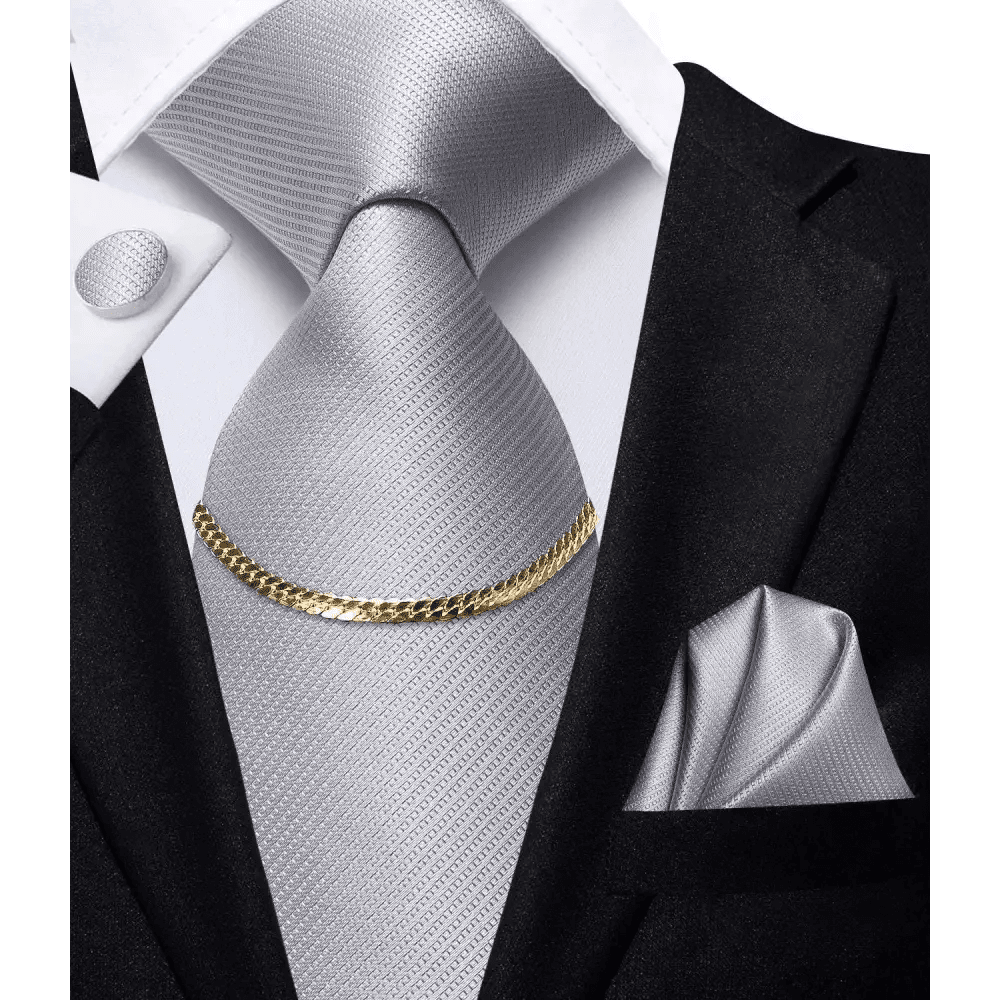 Black Silk Necktie Set Timeless Pocket Square Cufflinks - Overture Gifts
