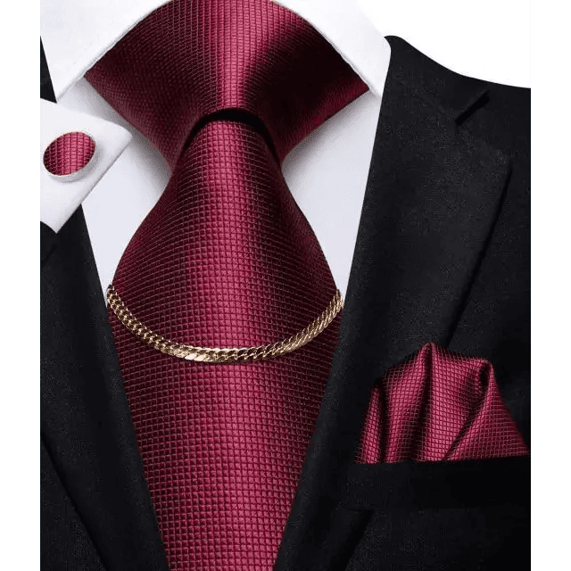 Black Silk Necktie Set Timeless Pocket Square Cufflinks - Overture Gifts