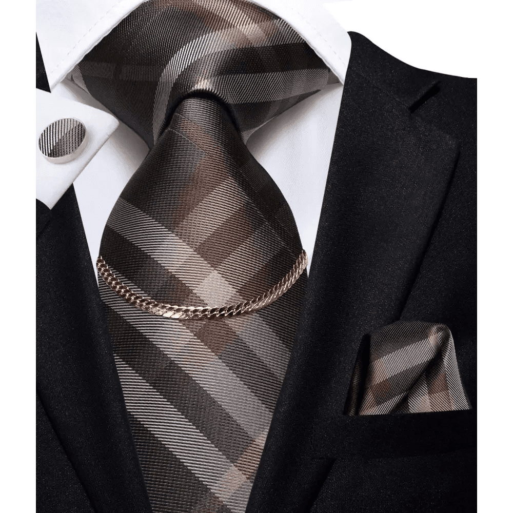 Black Silk Necktie Set Timeless Pocket Square Cufflinks - Overture Gifts