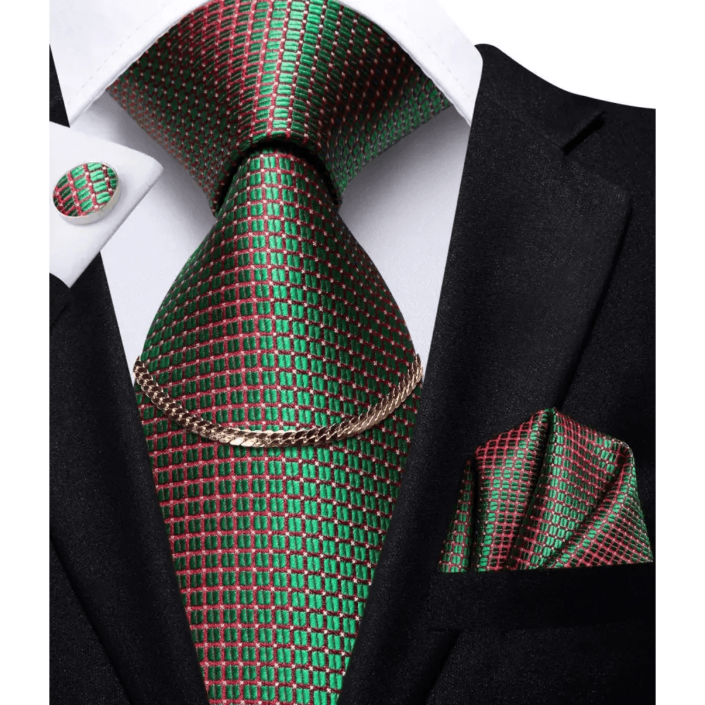 Black Silk Necktie Set Timeless Pocket Square Cufflinks - Overture Gifts