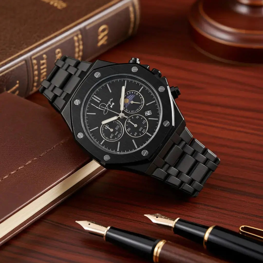 ChronoLunar Black Edition — All-Black Chronograph Watch with Moon Phase