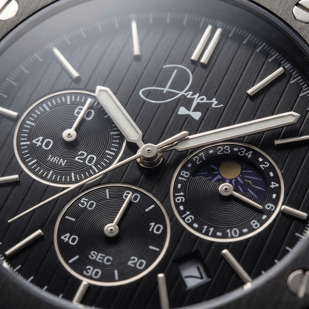 Black Stainless Steel Watch - ChronoLunar All Black by Dapper Watches - Overture Gifts