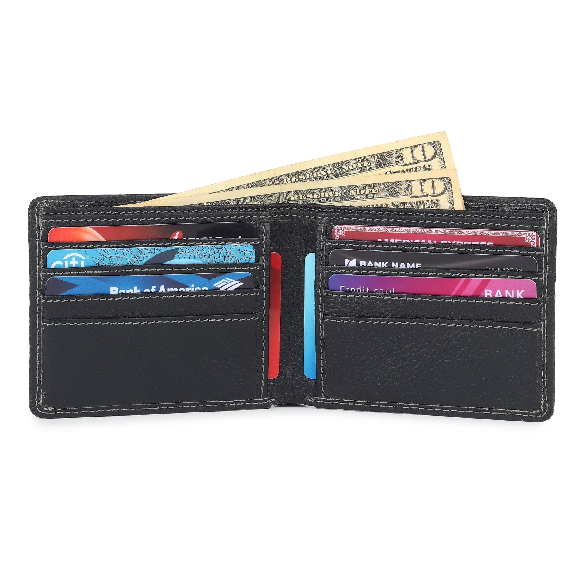 Black Textured Leather Mens Wallet - Overture Gifts
