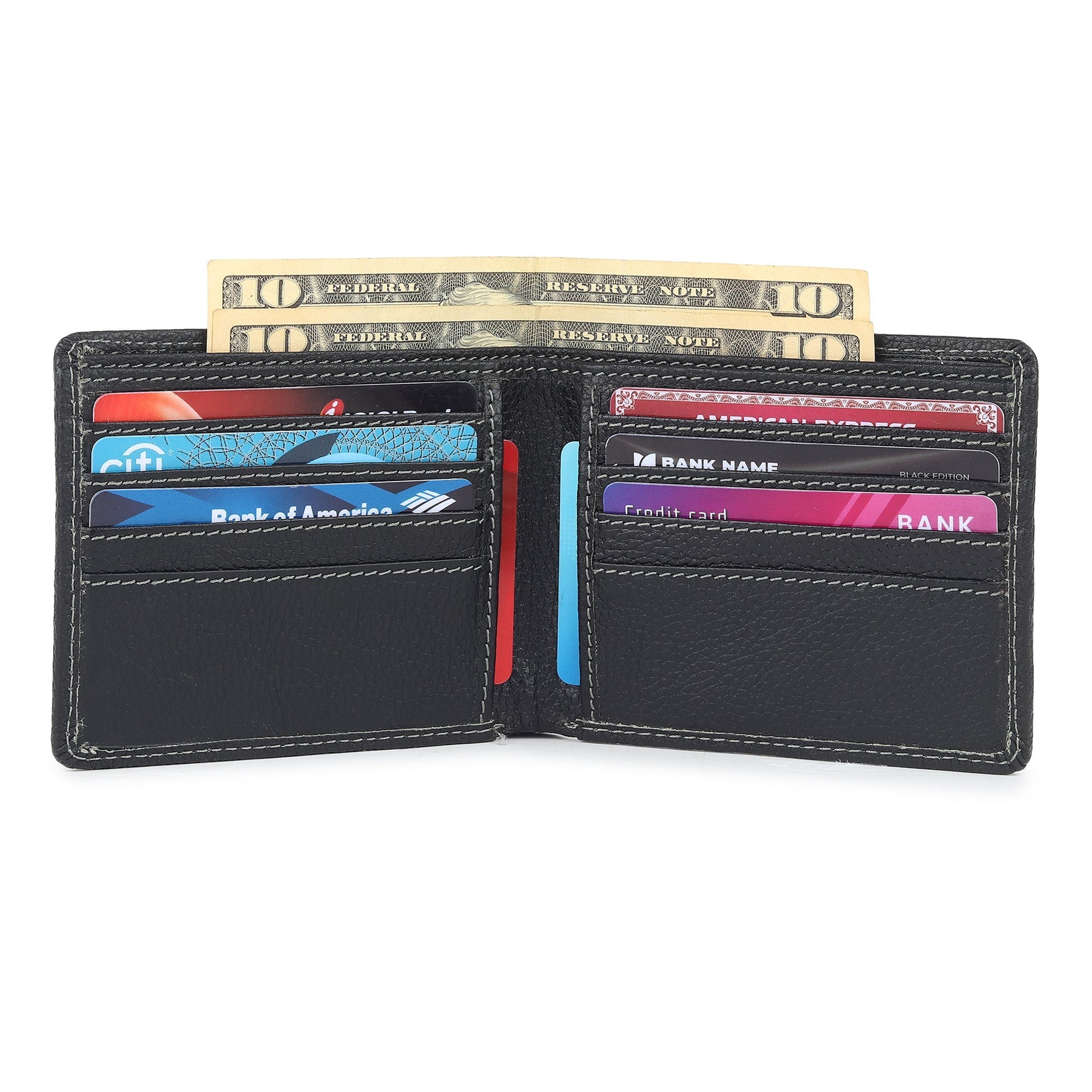 Black Textured Leather Mens Wallet - Overture Gifts