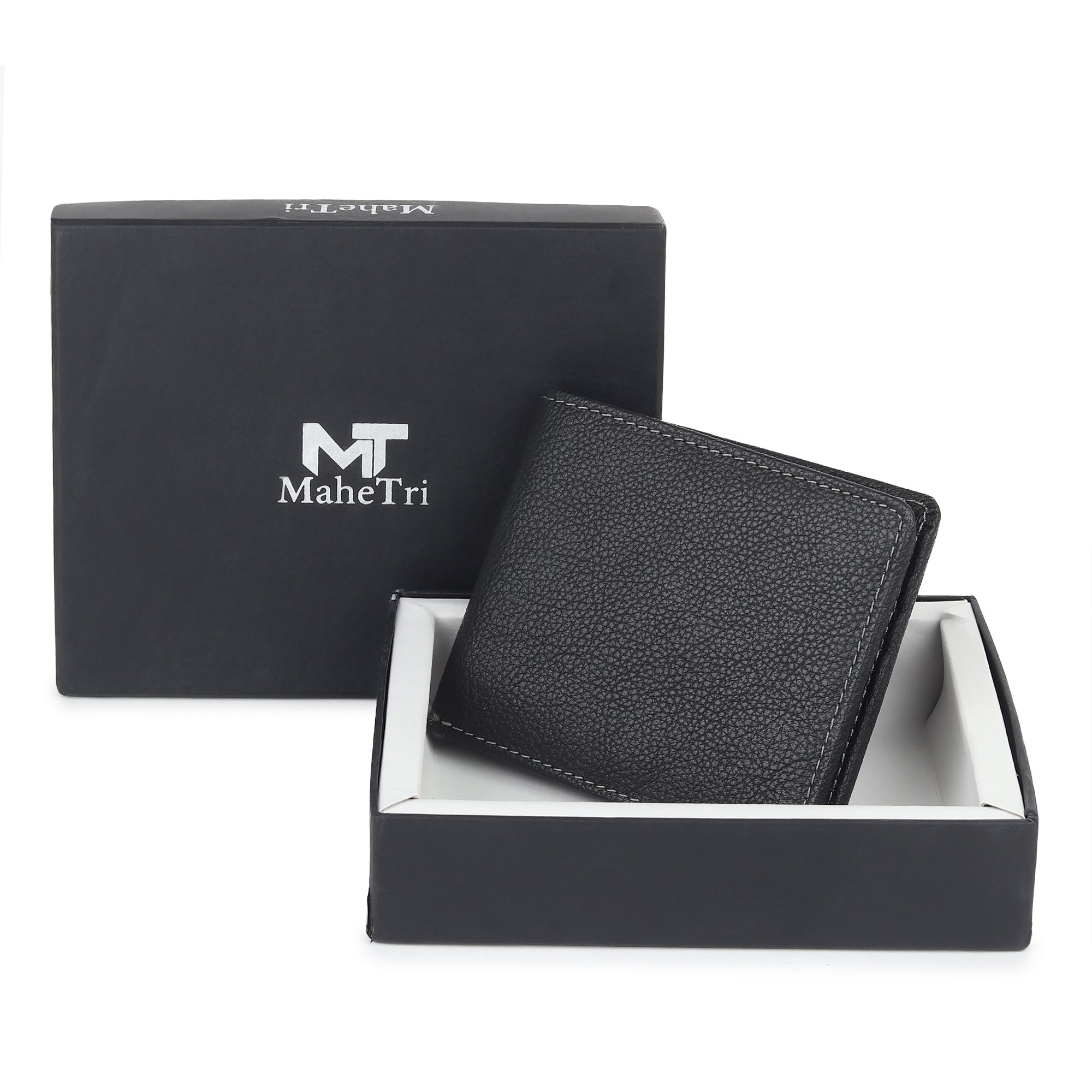Black Textured Leather Mens Wallet - Overture Gifts