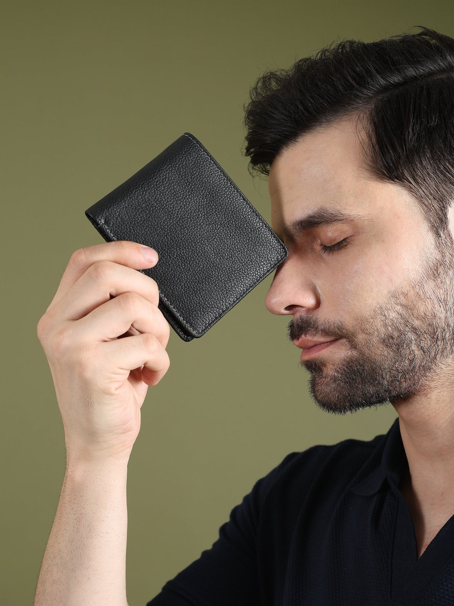 Black Textured Leather Mens Wallet - Overture Gifts