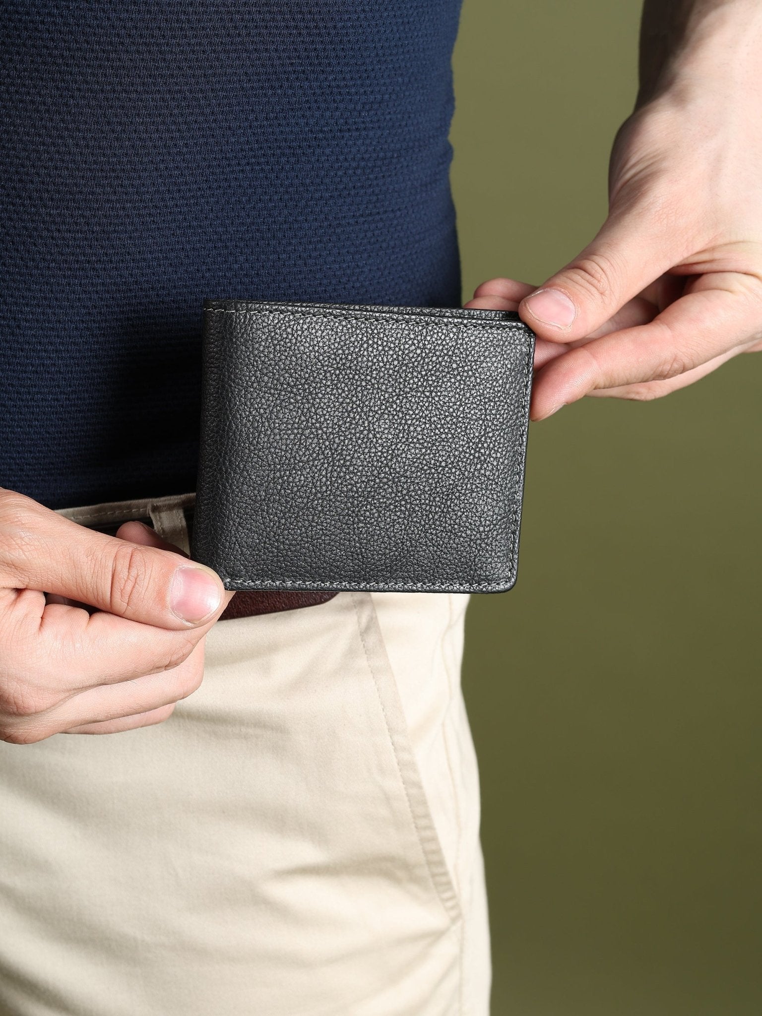 Black Textured Leather Mens Wallet - Overture Gifts