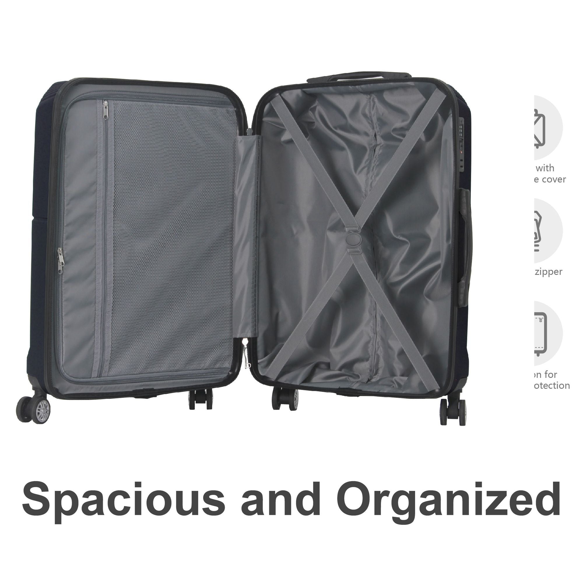 BLUE 3-Piece Premium ABS Luggage Set-20", 24", and 28" Suitcases with Multi-Position Handle, Silent Spinner Wheels, and TSA-Approved Lock-Durable, Stylish, and Spacious Travel Gear - Overture Gifts