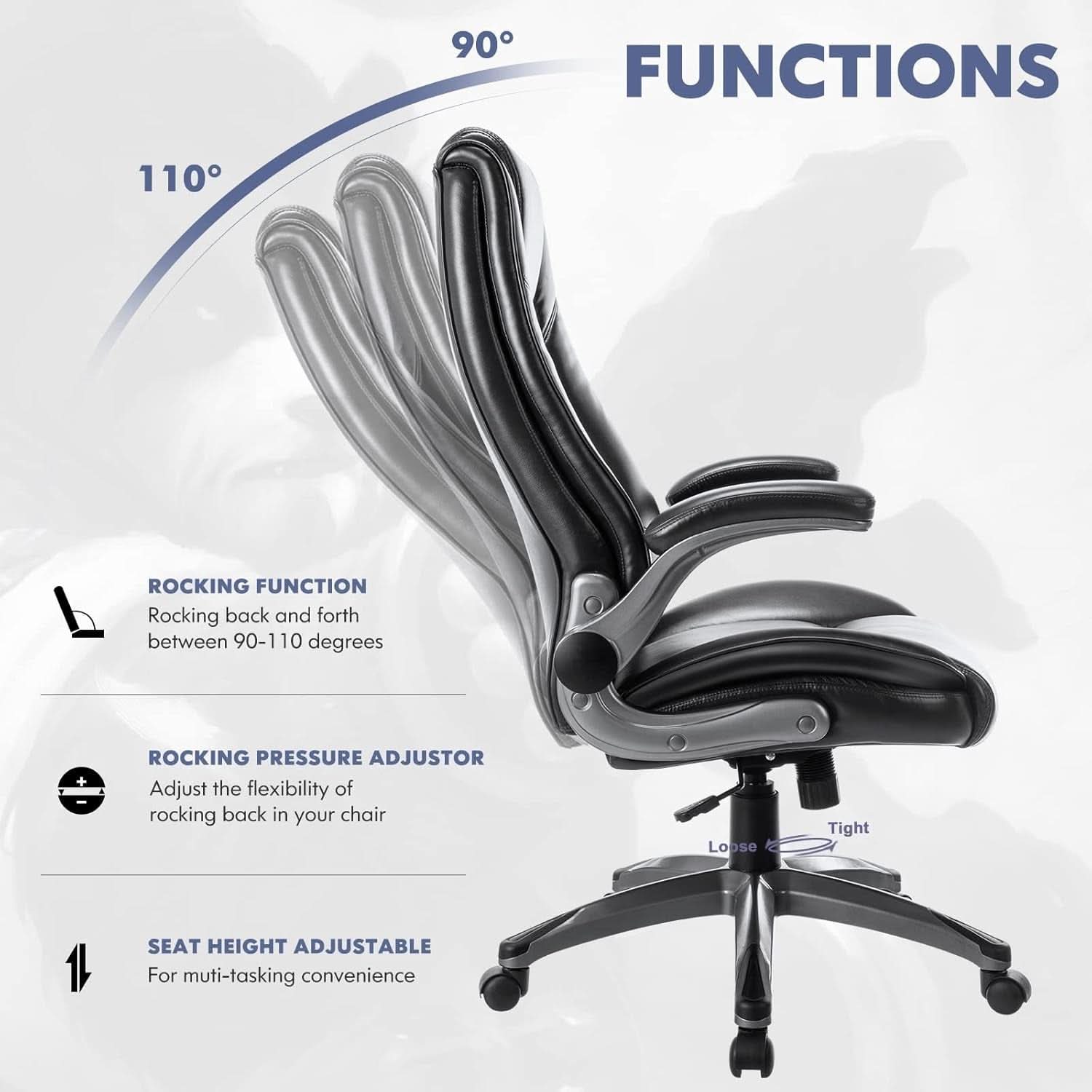 Bonded Leather Executive Office Chair Black High Back - Overture Gifts