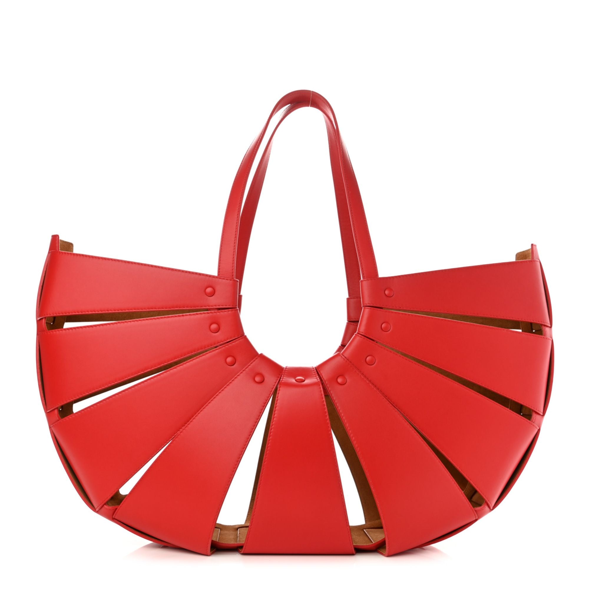 Bottega Veneta The Shell Chili Tomato French Calfskin Leather Shoulder Bag