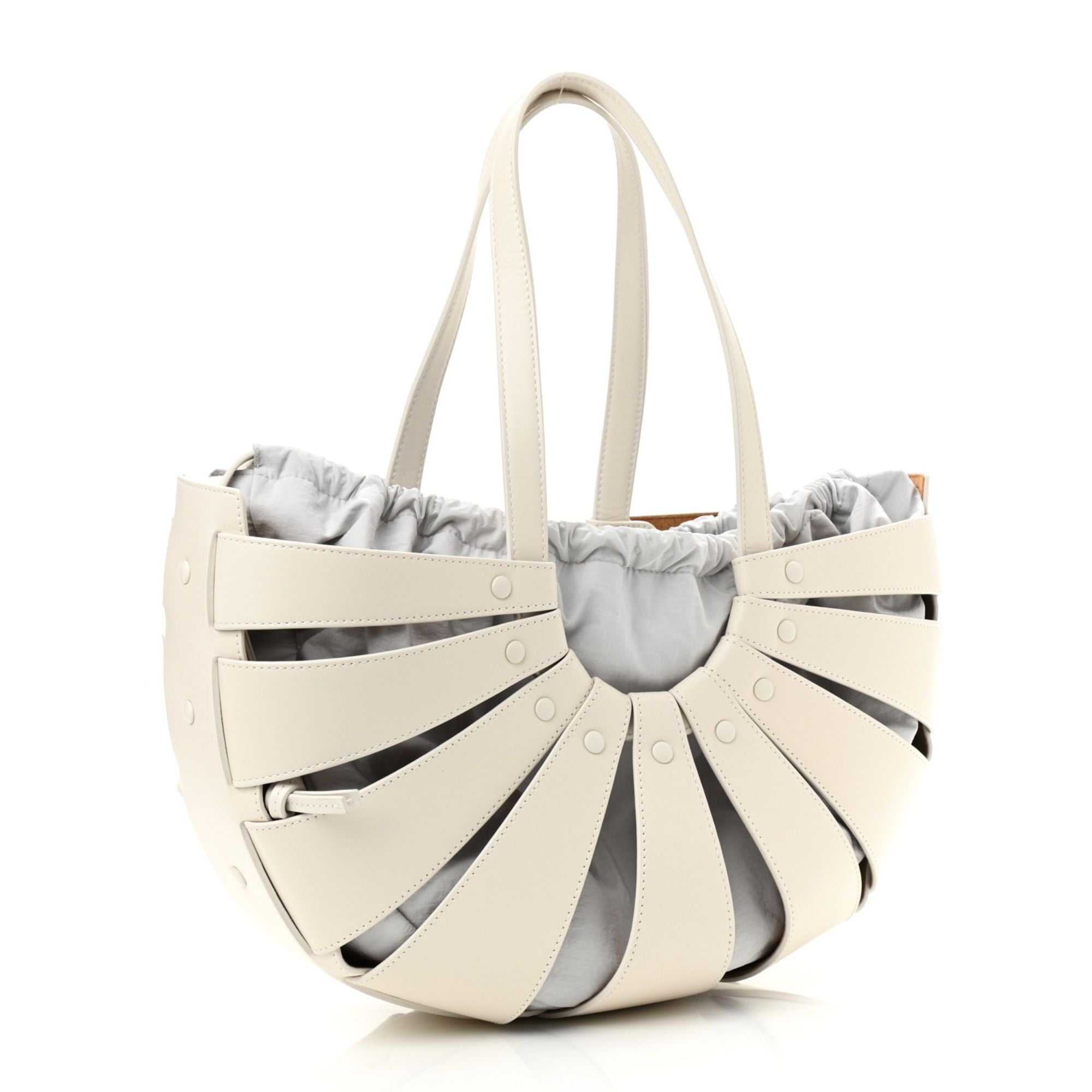 Bottega Veneta The Shell Bag Frost White French Calfskin Shoulder Bag