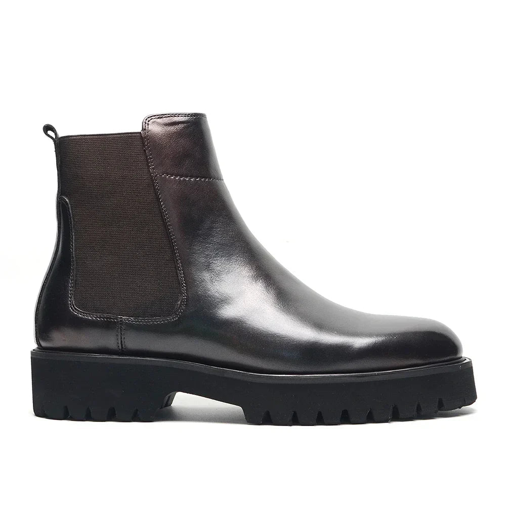 British Style High Top Men's Chelsea Boots | Classic Luxury Genuine Leather (Height Increasing, Elastic Band) - Overture Gifts