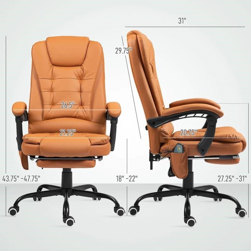 Brown 7 Mode Vibrating High Back Executive Massage Adjustable Office Chair - Overture Gifts