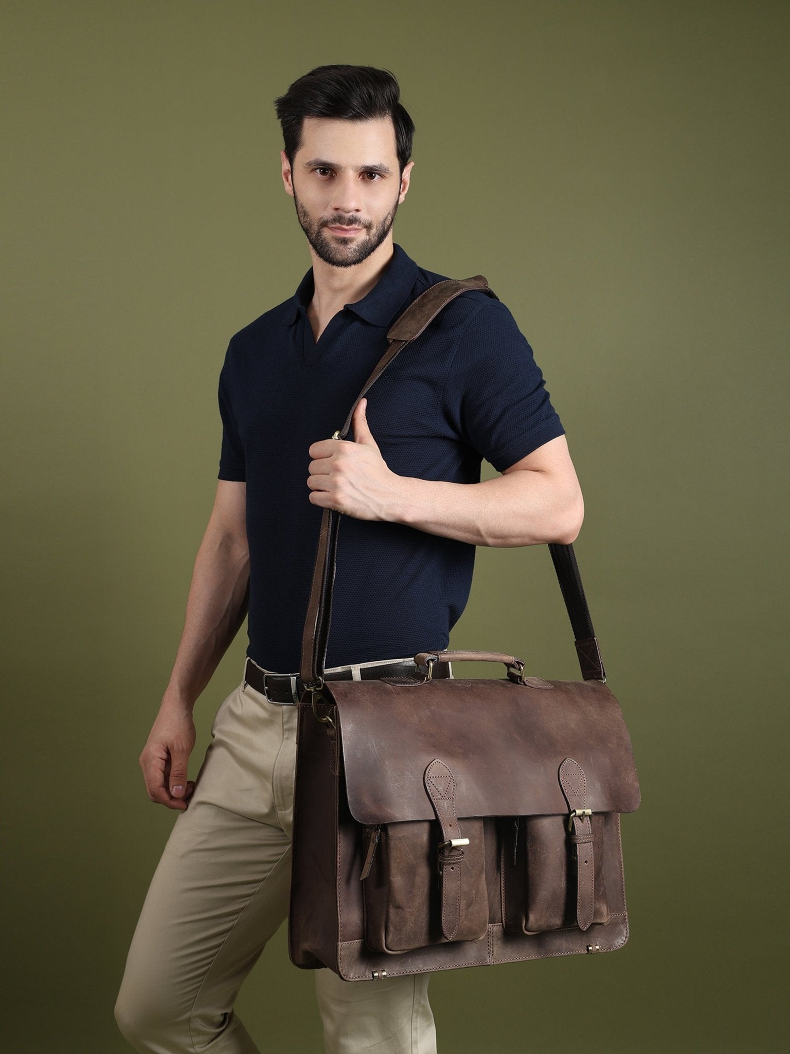 Buffalo Leather Messenger Bag - Overture Gifts