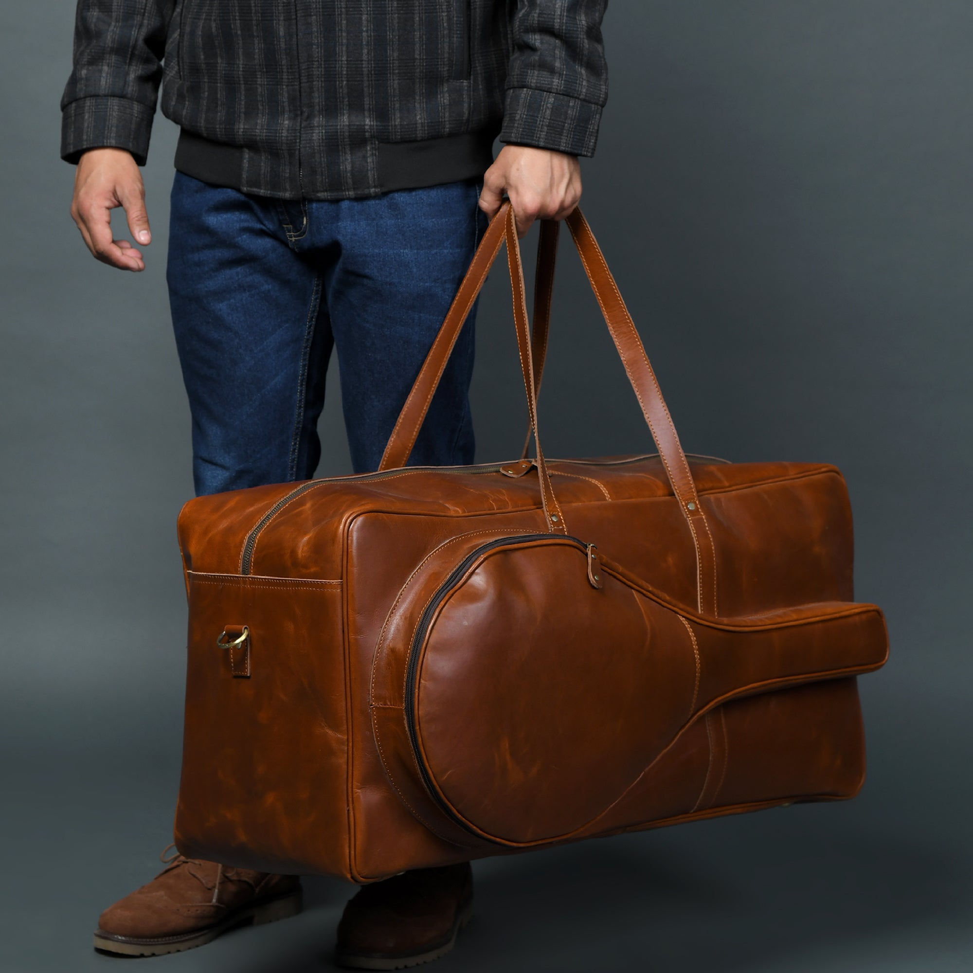 Buffalo Leather Tennis Duffle Bag - Overture Gifts