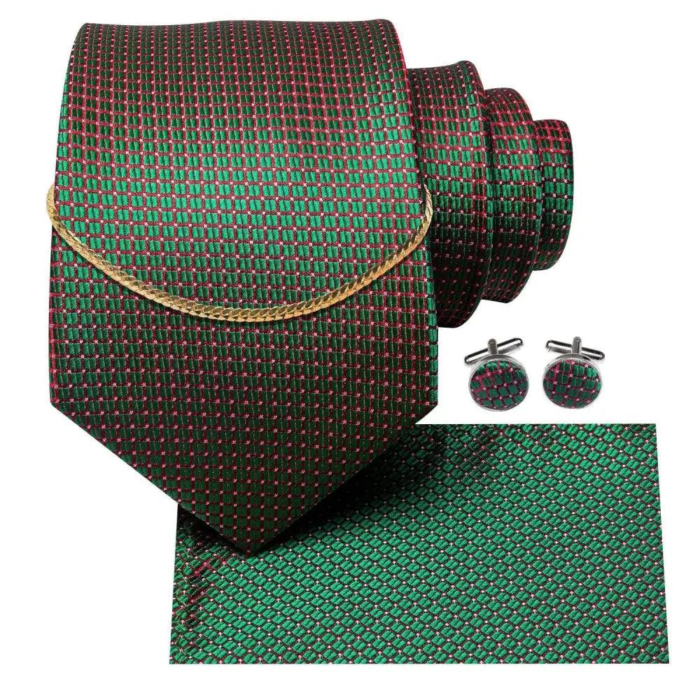 Black Silk Necktie Set Timeless Pocket Square Cufflinks