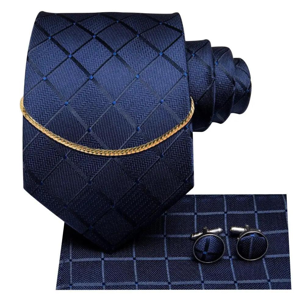 Black Silk Necktie Set Timeless Pocket Square Cufflinks
