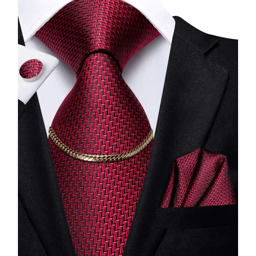 Black Silk Necktie Set Timeless Pocket Square Cufflinks