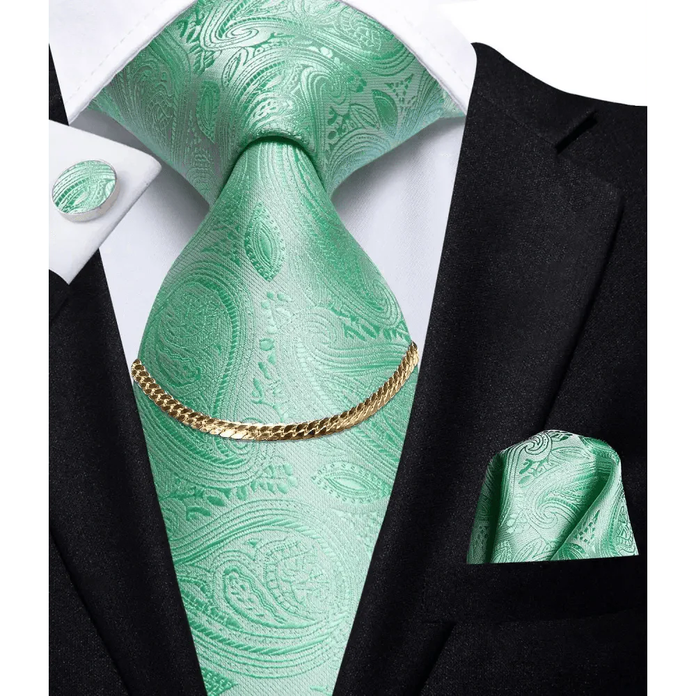 Black Silk Necktie Set Timeless Pocket Square Cufflinks