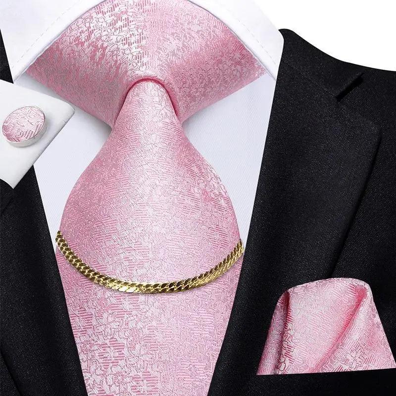 Black Silk Necktie Set Timeless Pocket Square Cufflinks