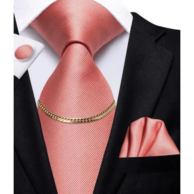 Black Silk Necktie Set Timeless Pocket Square Cufflinks