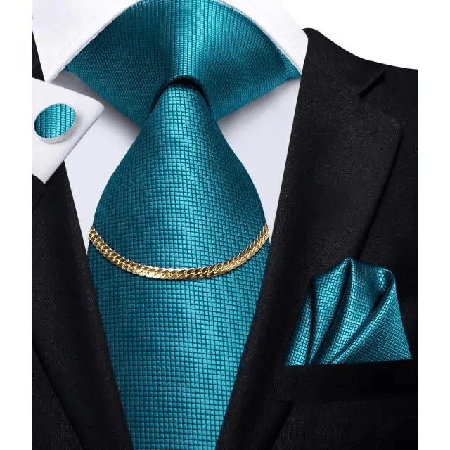 Black Silk Necktie Set Timeless Pocket Square Cufflinks