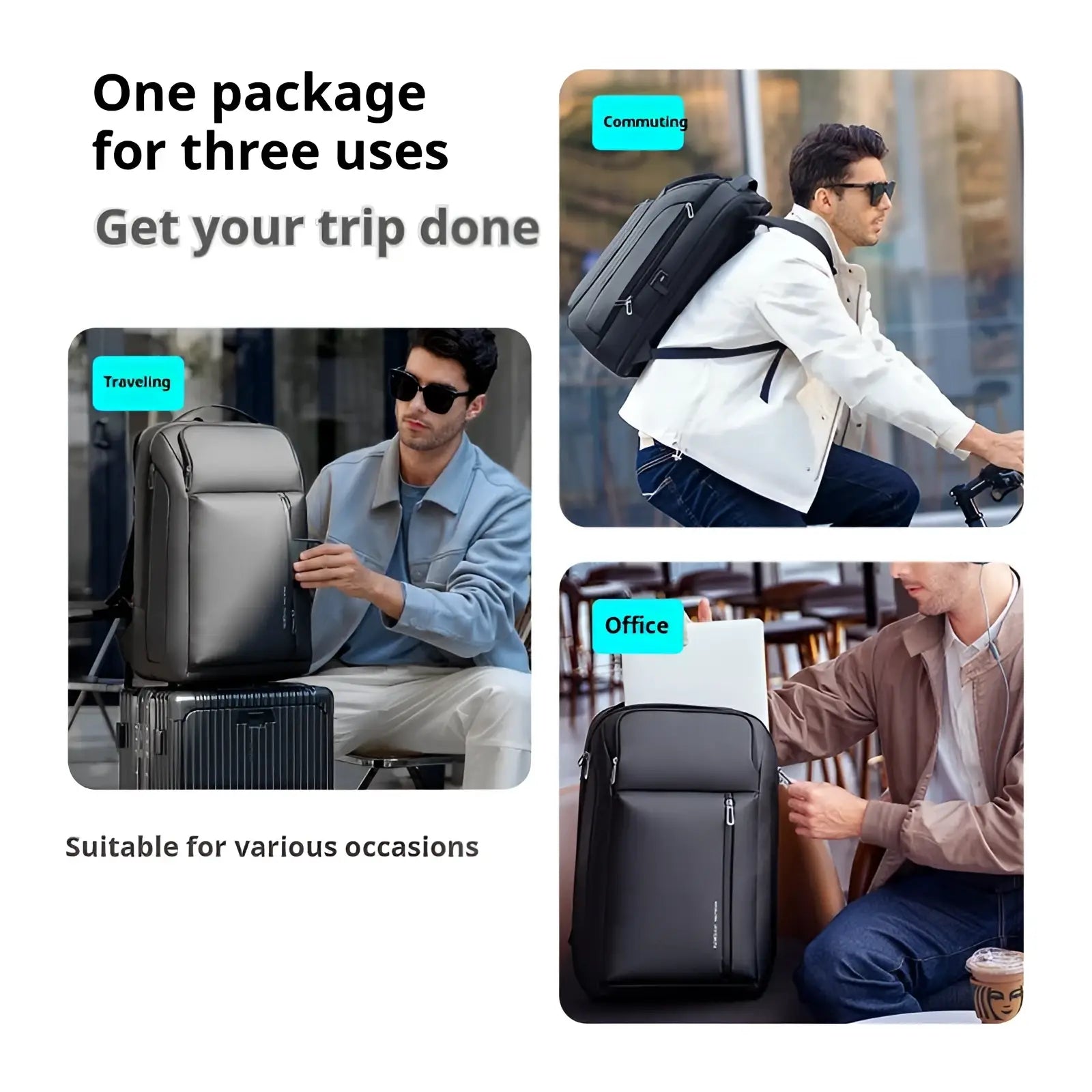 Business Travel Backpack Sleek Oxford Laptop Bag