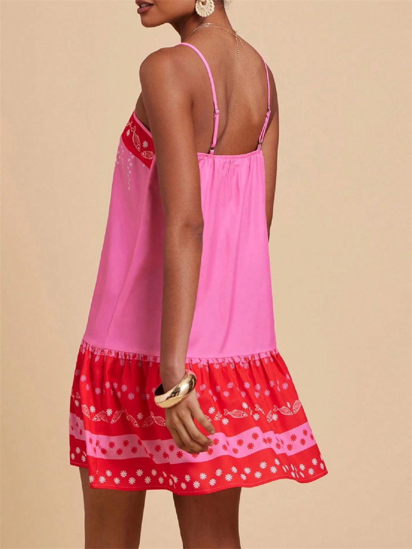 Printed Spaghetti Strap Mini Dress