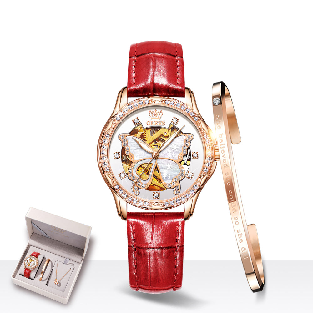 Ladies Automatic Mechanical Watch & Bracelet Gift Set