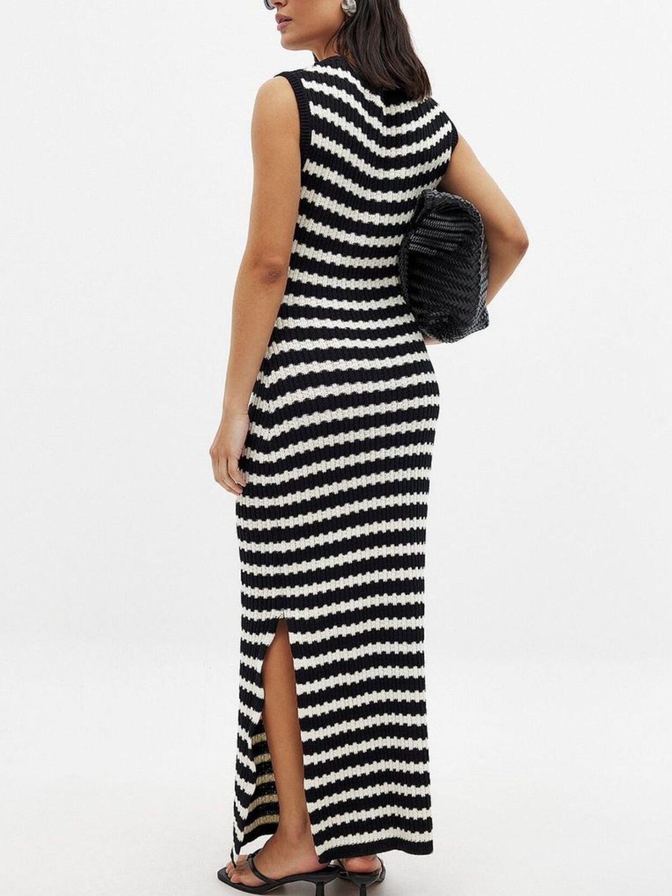 Side Slit Sleeveless Midi Knit Dress